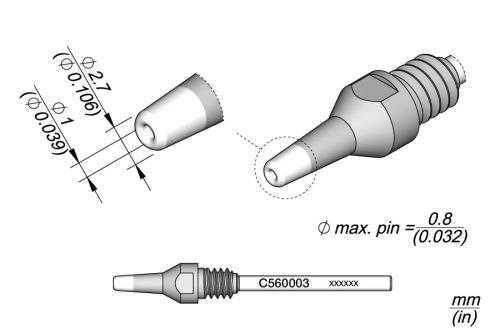 Ponta: para máquinas de desso, 2,7x1mm, Proprieda.