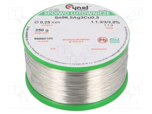 Arame de Solda, Sn96,5ag3cu0,5, 250um, 250g, Sem Chumbo, Bobina