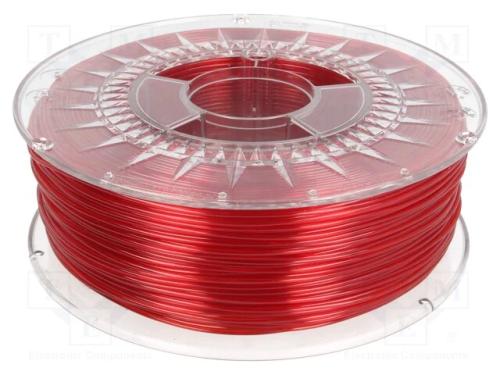 Filamento: PET-G, : 1,75mm, vermelho (rubi),trans.