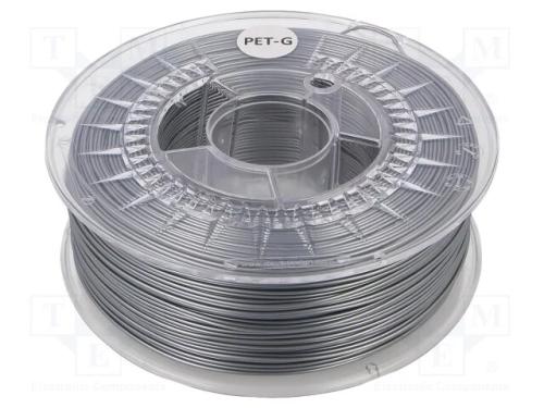 Filamento: PET-G, : 1,75mm, prateado, 220÷250C, 1.