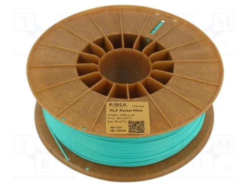 Filamento: PLA Pastle, 1,75mm, hortelã, 185÷225C,.