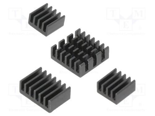 Preta, Raspberry Pi 4 B, Alumínio, Acessórios: Dissipador, 4unid.