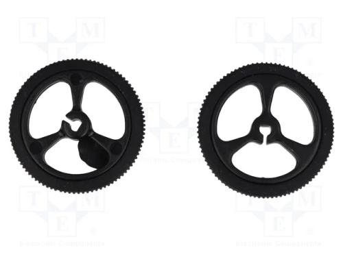 Roda, Preta, Eixo: Incisão D, Por Encaixe, : 32mm, W: 7mm, 2unid.