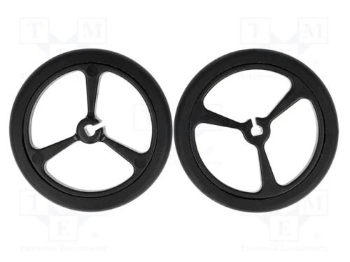 Roda, Preta, Eixo: Incisão D, Por Encaixe, : 40mm, W: 7mm, 2unid.
