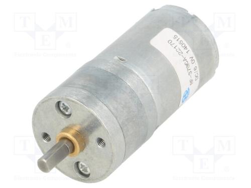 Motor: DC, com transmissão, LP, 6VDC, 2,4A, Eixo:.