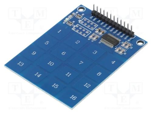 Sensor: Tátil, Capacitivo, 2,4÷5,5vdc, Ch: 16, Ic: Ttp229, 64,5x49mm