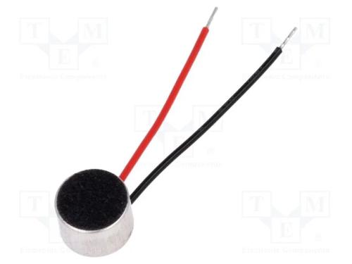 Microfone, Dim.Ext: 9,7x6,5mm, 2,2ko, 0,5ma, 1÷10v, 50÷16000hz