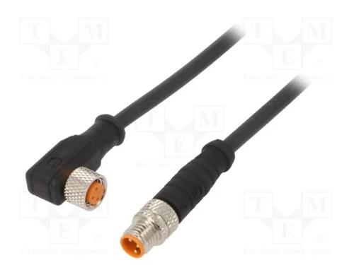 Cabo de conexão, M8, PIN: 3, 1m, ficha, 4A, -25÷8.