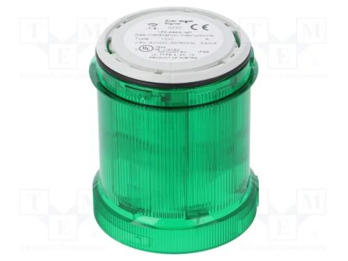 Sinalizador: Luminoso, Led, Verde, 24vdc, 24vac, Ip66, 63x76mm