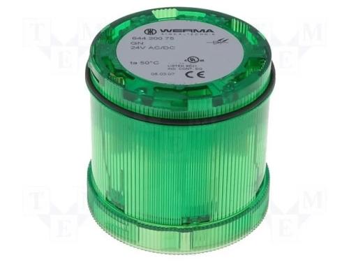 Sinalizador: Luminoso, Led, Verde, 24vdc, 24vac, Ip65, 70x65mm