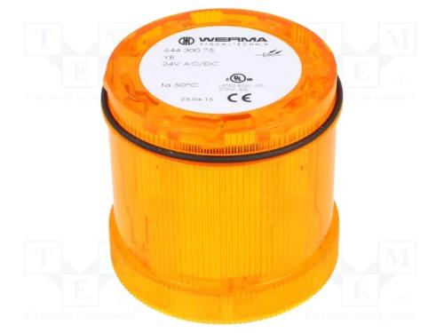 Sinalizador: Luminoso, Led, Amarelo, 24vdc, 24vac, Ip65, 70x65mm