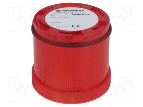 Sinalizador: Luminoso, Led, Vermelho, 24vdc, 24vac, Ip65, -30÷60c