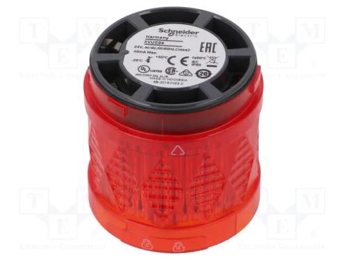 Sinalizador: Luminoso, Led, Vermelho, 24vdc, 24vac, Ip65, 60mm