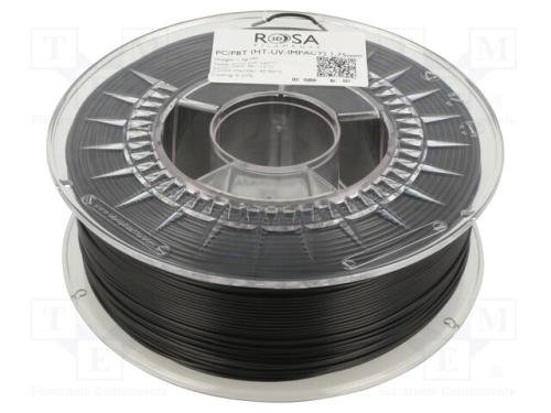 Filamento: PC/PBT, 1,75mm, preta, 240÷260C, 1kg