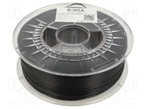 Filamento: Pc/Pbt, 1,75mm, Preta, 240÷260c, 1kg