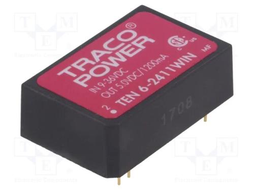 Indutor: DC/DC, 6W, Uent: 9&divide;36V, Usai: 5VDC, Isai.