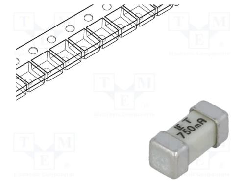 Fusível: baixa tensão, retardado, 750mA, 125VAC, .