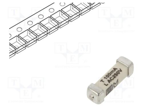 Fusível: baixa tensão, retardado, 100mA, 250VAC, .