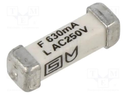 Fusível: baixa tensão, rápido, 630mA, 250VAC, 125.