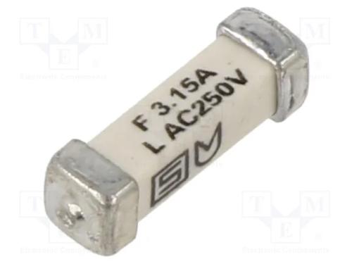 Fusível: baixa tensão, rápido, 3,15A, 250VAC, 125.