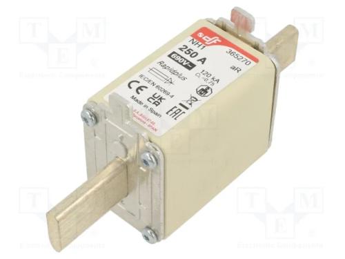Fusível: Baixa Tensão, Ar, 250a, 690vac, 550vdc, Prateado, Nh1