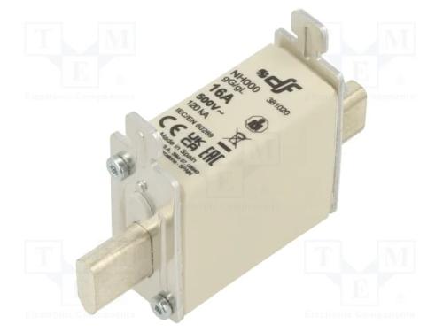 Fusível: Baixa Tensão, Gg, 16a, 500vac, 250vdc, Cerâmico, Nh000