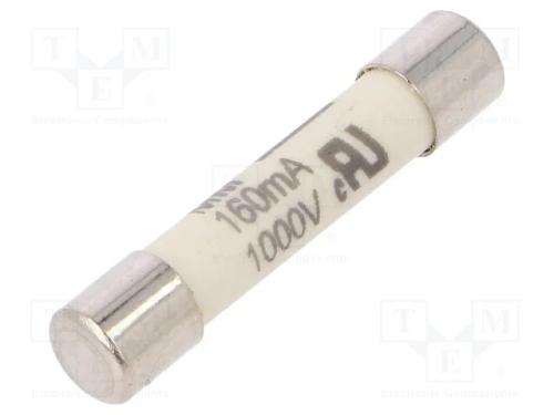 Fusível: baixa tensão, super-imediato, 160mA, 1kV.