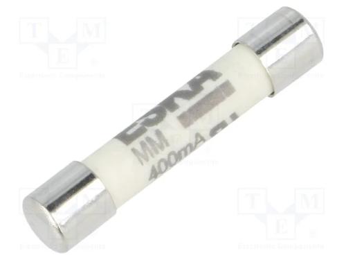 Fusível: baixa tensão, super-imediato, 400mA, 1kV.