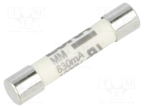 Fusível: baixa tensão, super-imediato, 630mA, 1kV.