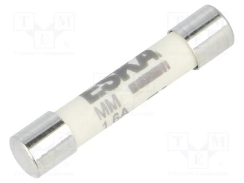 Fusível: baixa tensão, super-imediato, 1,6A, 1kVA.