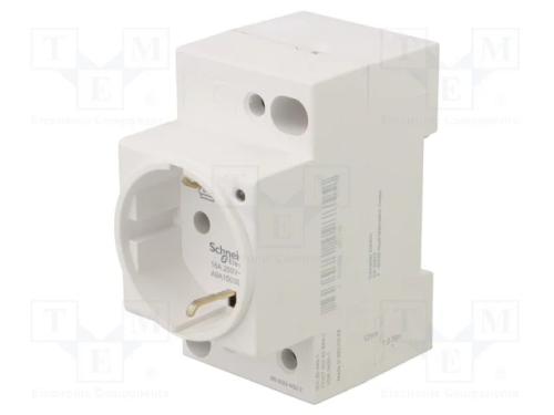 Tomada tipo F (Schuko), 250VAC, 16A, para trilho .