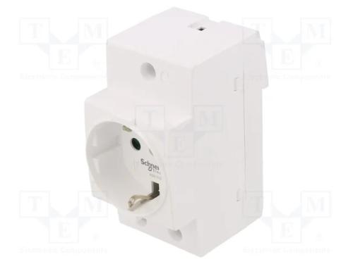 Tomada tipo F (Schuko), 250VAC, 16A, para trilho .