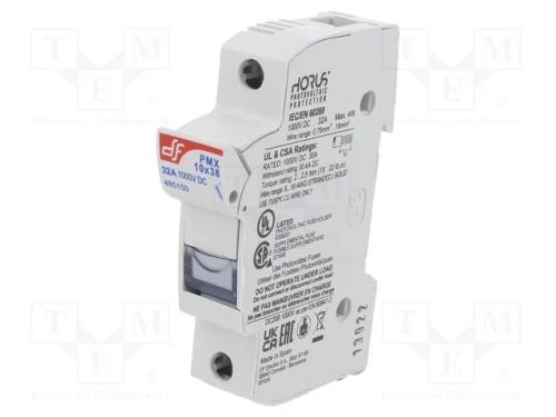 Tomada, Fusíveis Cilíndricos, 10x38mm, para Trilho Din, 32a, Ip20