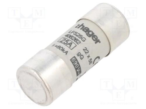 Fusível: Baixa Tensão, Gg, 25a, 690vac, Cilíndrico,Industrial