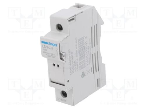 Interruptor de Fusível, 8x32mm, para Trilho Din, 25a, 400v, Ip20