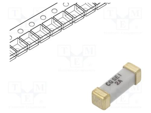 Fusível: baixa tensão, retardado, 2A, 250VAC, SMD.