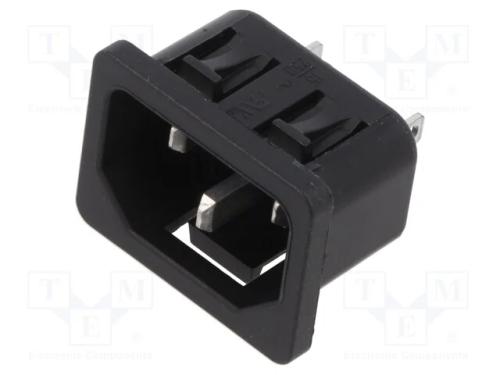 Conector: de alimentação, tomada, macho, 10A, 250.