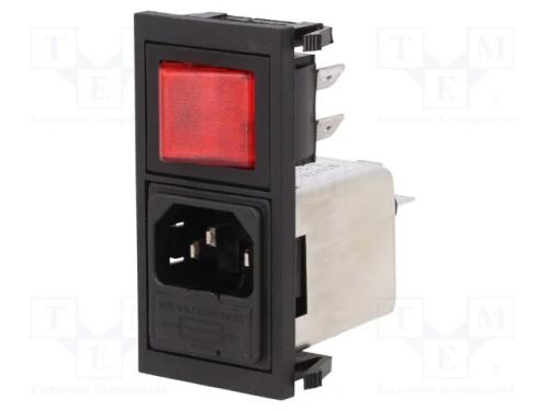 Conector: de alimentação, tomada, macho, 6A, 250V.