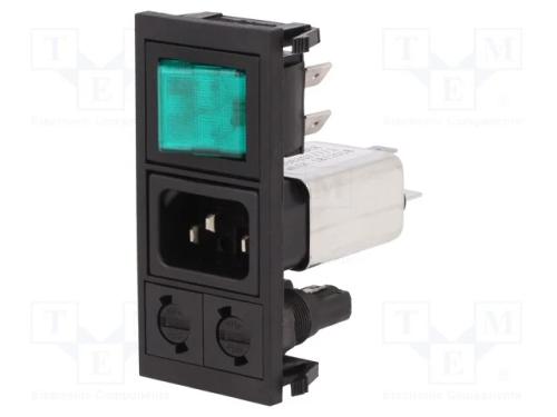 Conector: de alimentação, tomada, macho, 6A, 250V.