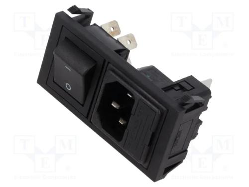 Conector: de alimentação, tomada, macho, 10A, 250.