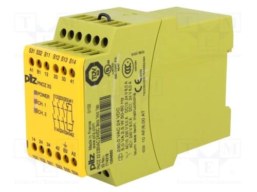 Módulo: Relé de Segurança, Pnoz X3, 230vac, Uten: 24vdc, In: 2, Ip40