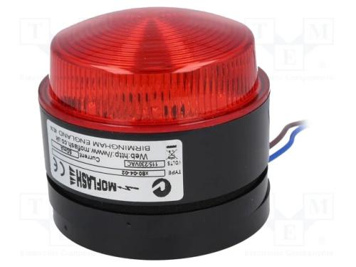 Sinalizador: Luminoso, Luz com Flash, Vermelho, X80, 85÷265vac