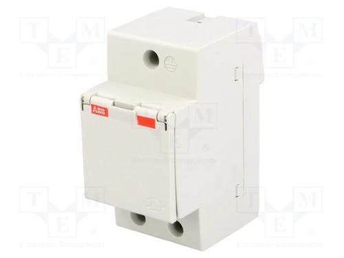 Tomada tipo F, 250VAC, 16A, para trilho DIN