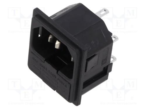 Conector: de alimentação, tomada, macho, 10A, 250.