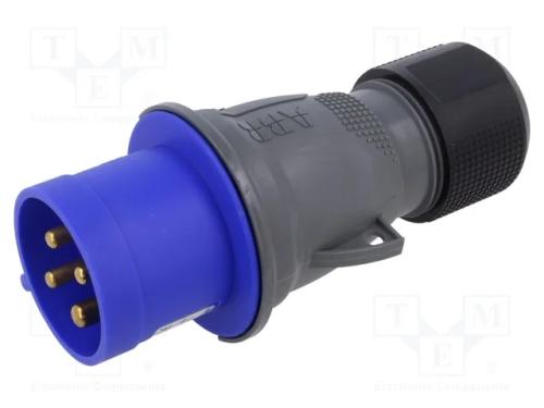 Conector: de alimenta&ccedil;&atilde;o AC 3 fases, ficha, macho.