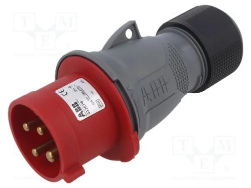 Conector: de alimenta&ccedil;&atilde;o AC 3 fases, ficha, macho.