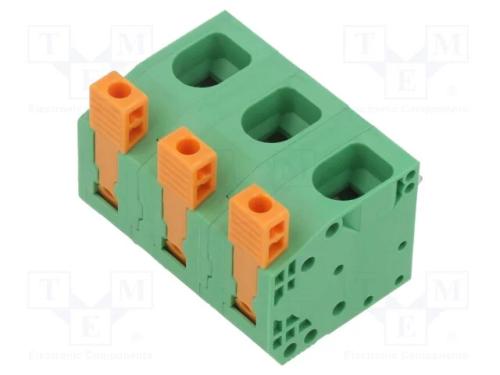 PCB bloco terminal, 15mm, faixas: 3, angulares 90.