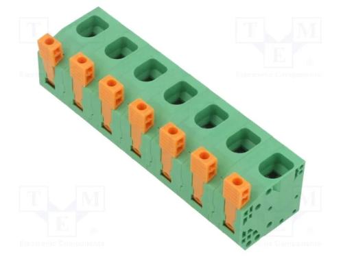 PCB bloco terminal, 15mm, faixas: 7, angulares 90.