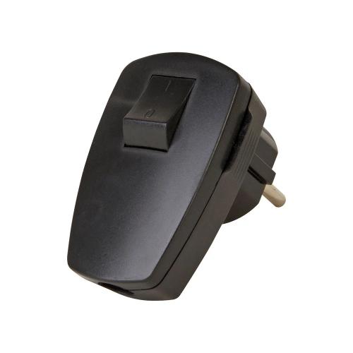 Plug Ângulo Preto 2p+E com Interruptor 3x1,5mm 16.