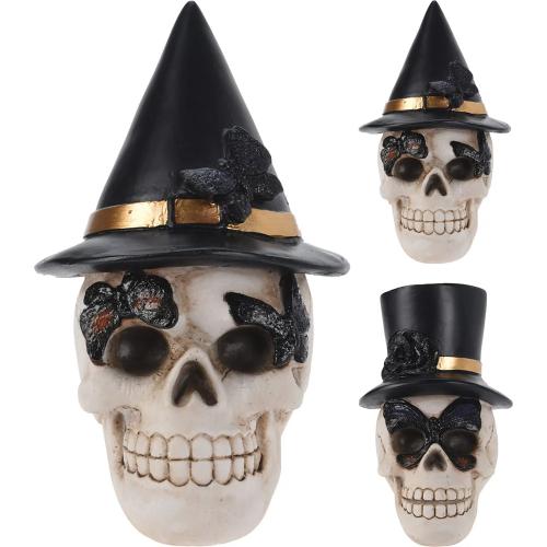 Caveira com Chapéu Halloween, 2 Modelos, 10x11x14.